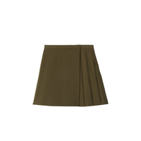 Jupe plissée en sergé stretch - Dark Khaki Green