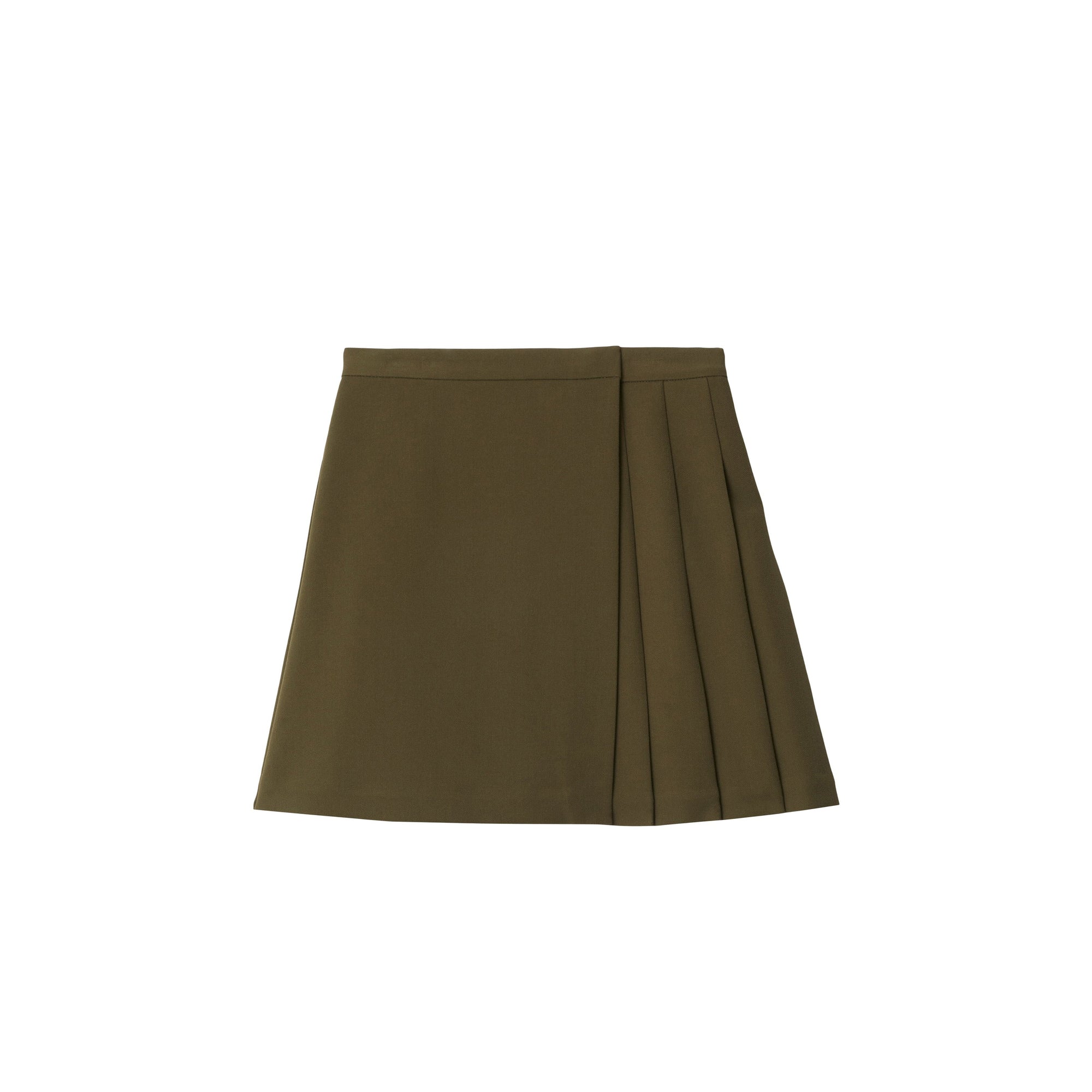 Jupe plissée en sergé stretch - Dark Khaki Green