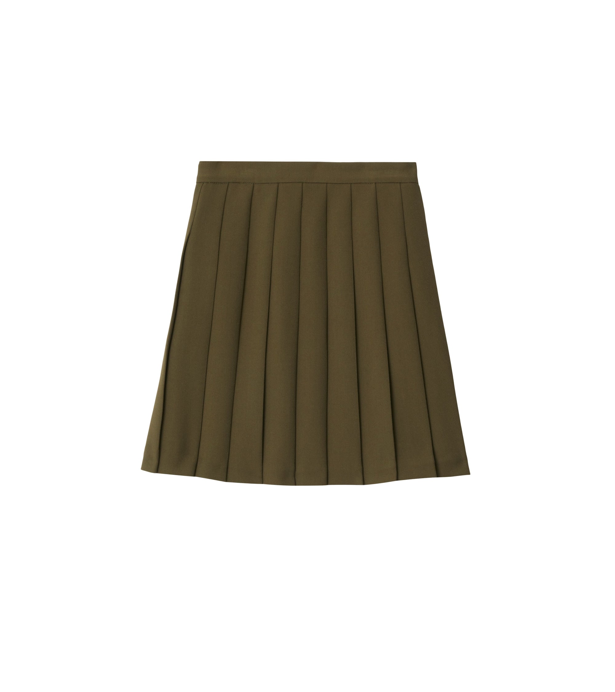 Jupe plissée en sergé stretch - Dark Khaki Green