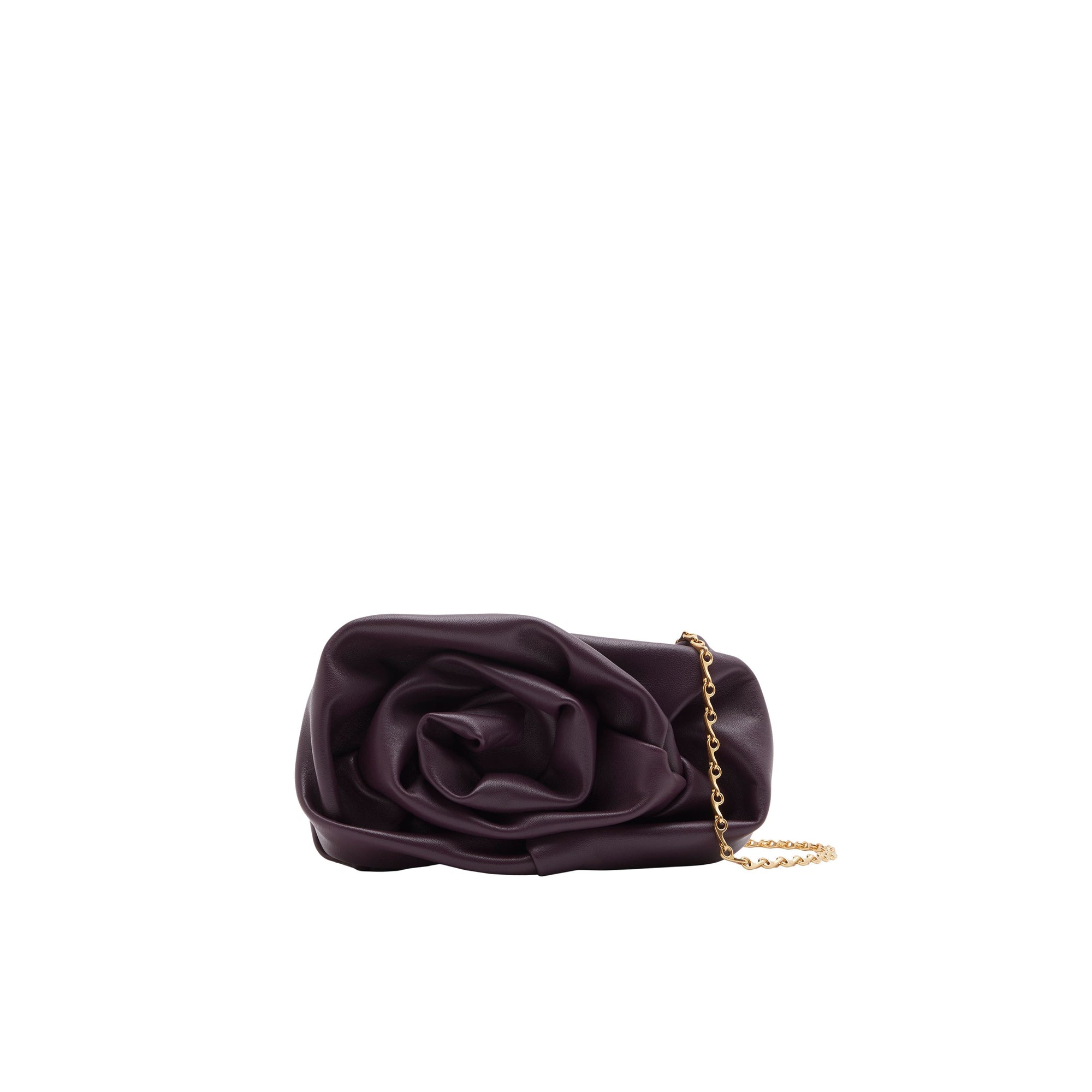 Sac pochette Rose à chaîne en cuir - Prune