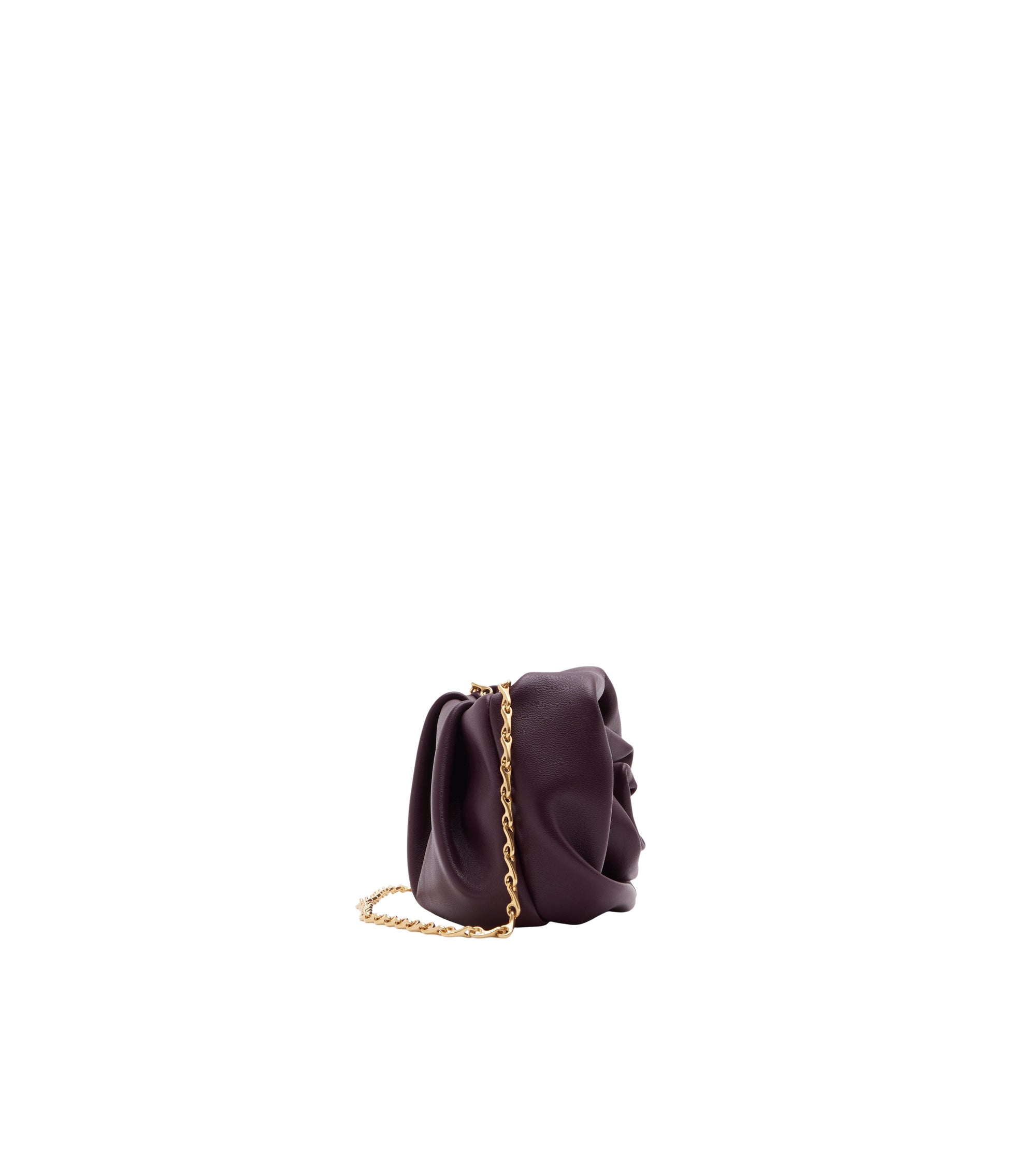 Sac pochette Rose à chaîne en cuir - Prune
