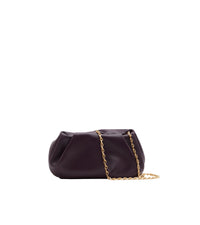 Sac pochette Rose à chaîne en cuir - Prune