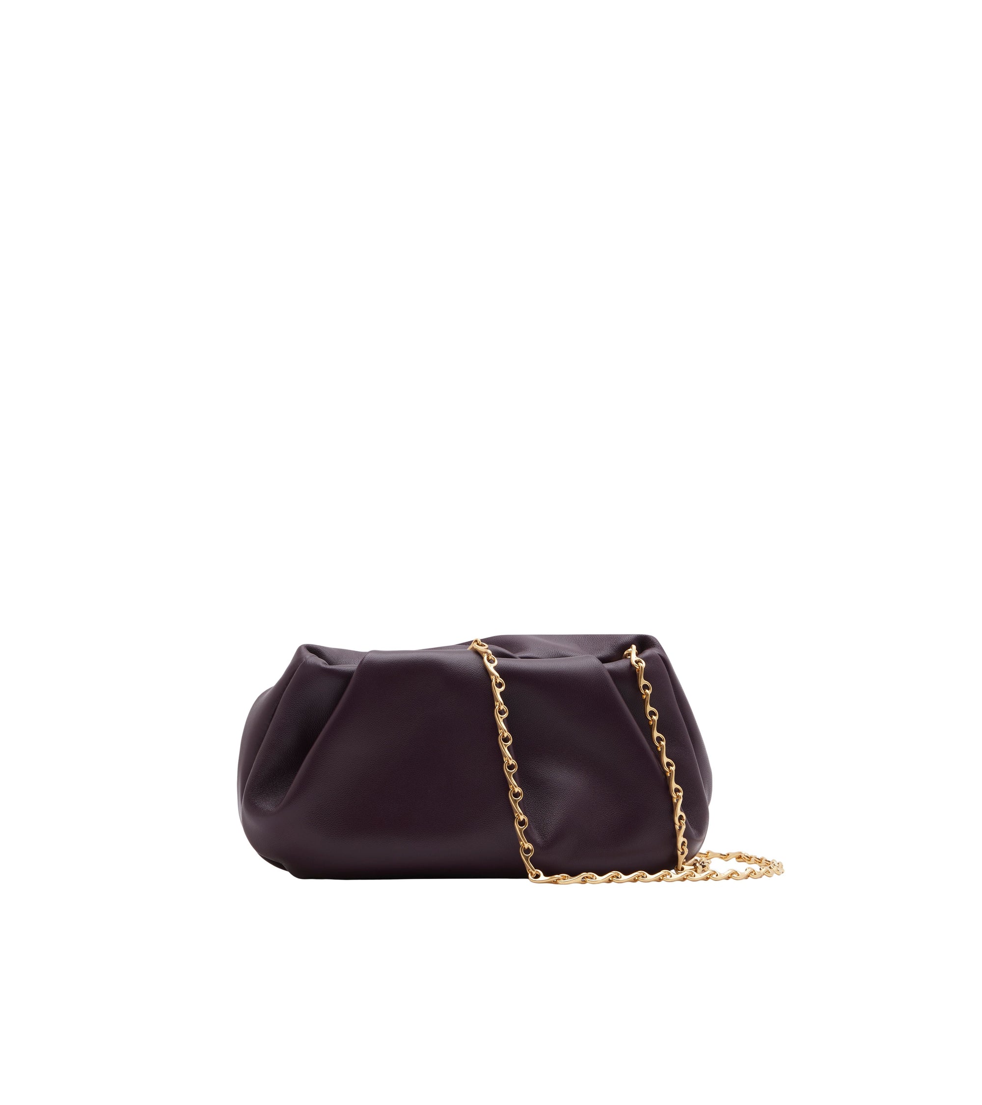 Sac pochette Rose à chaîne en cuir - Prune