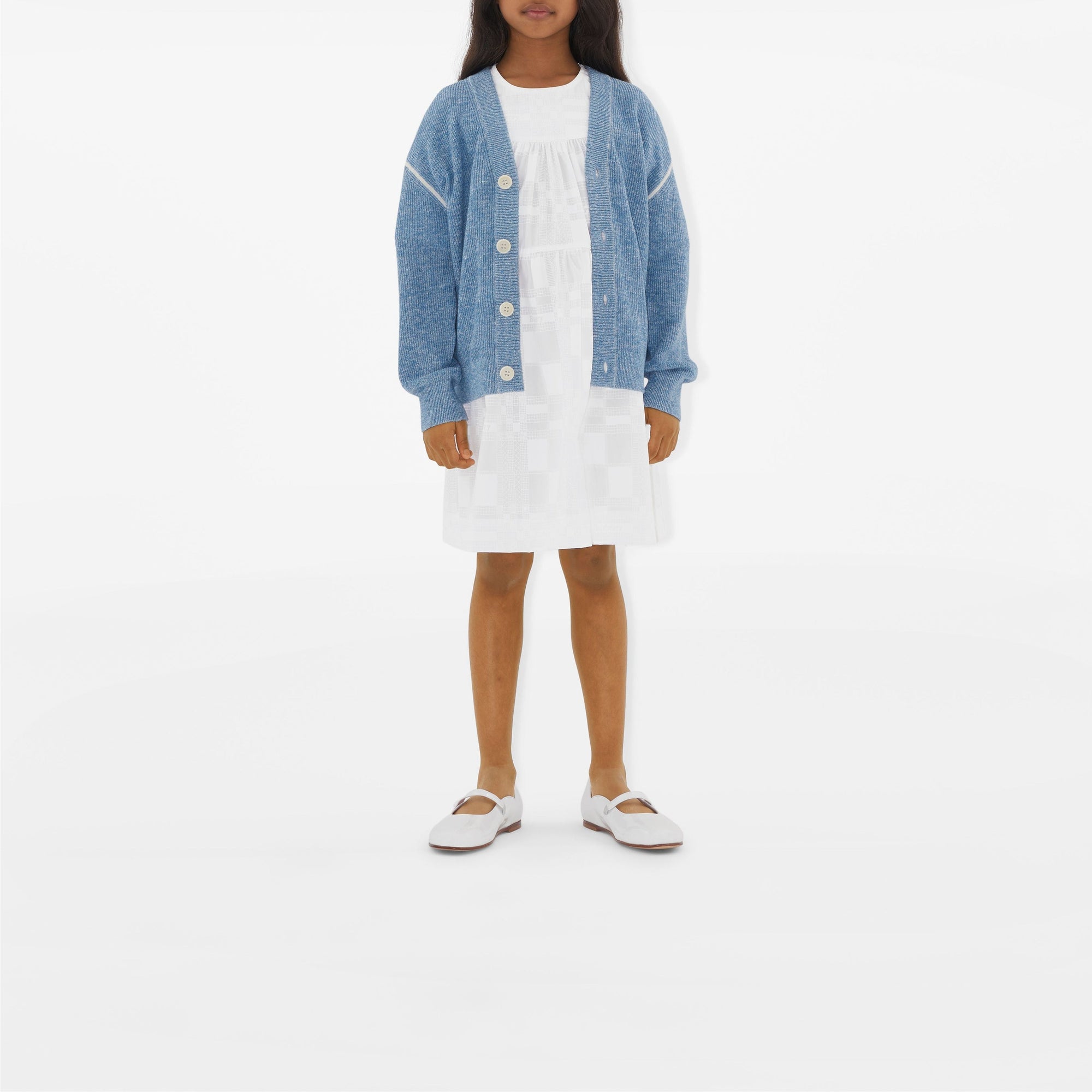 Cardigan en lin et coton - Light Blue Melange