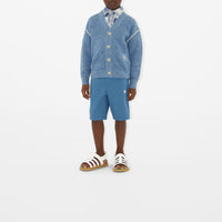 Cardigan en lin et coton - Light Blue Melange