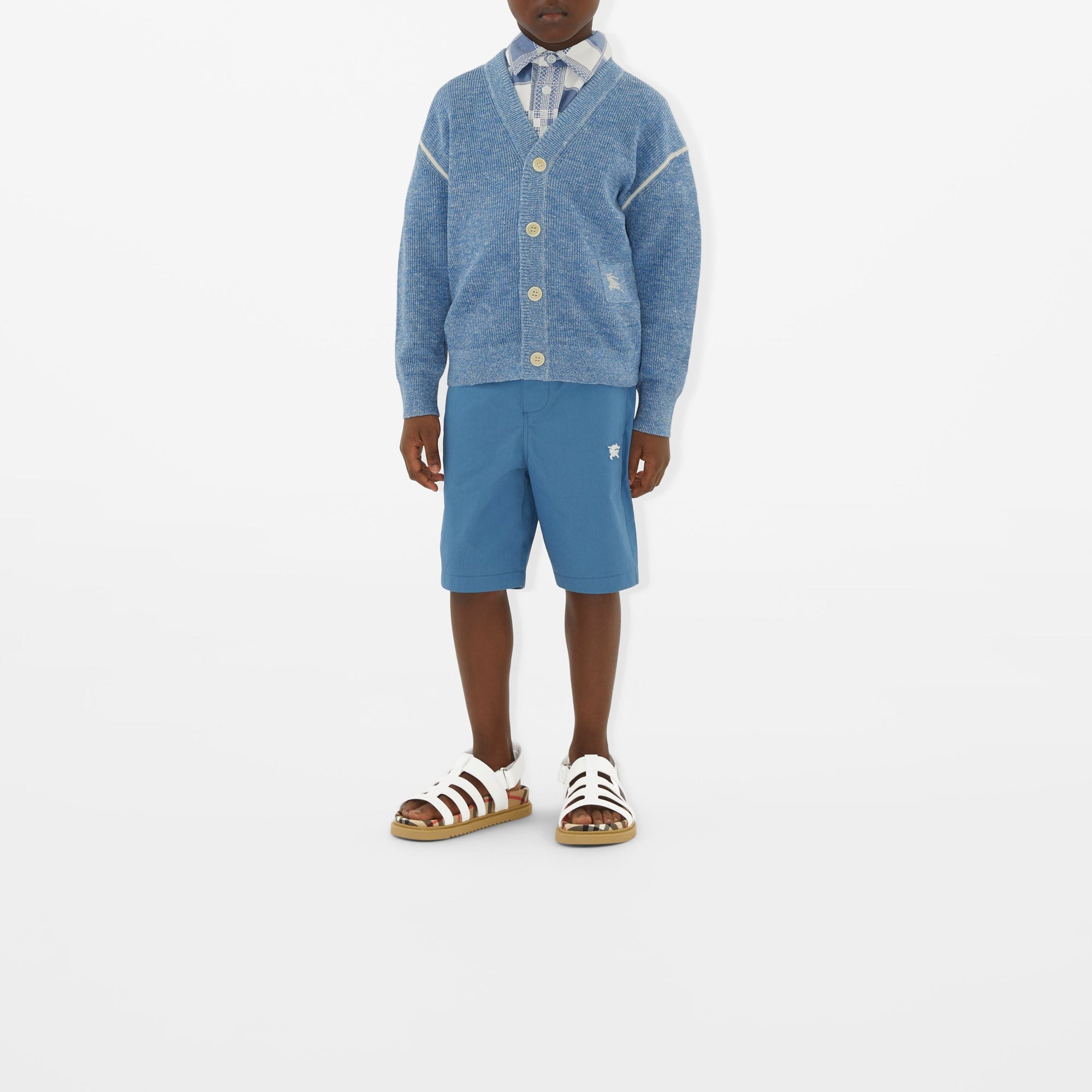 Cardigan en lin et coton - Light Blue Melange