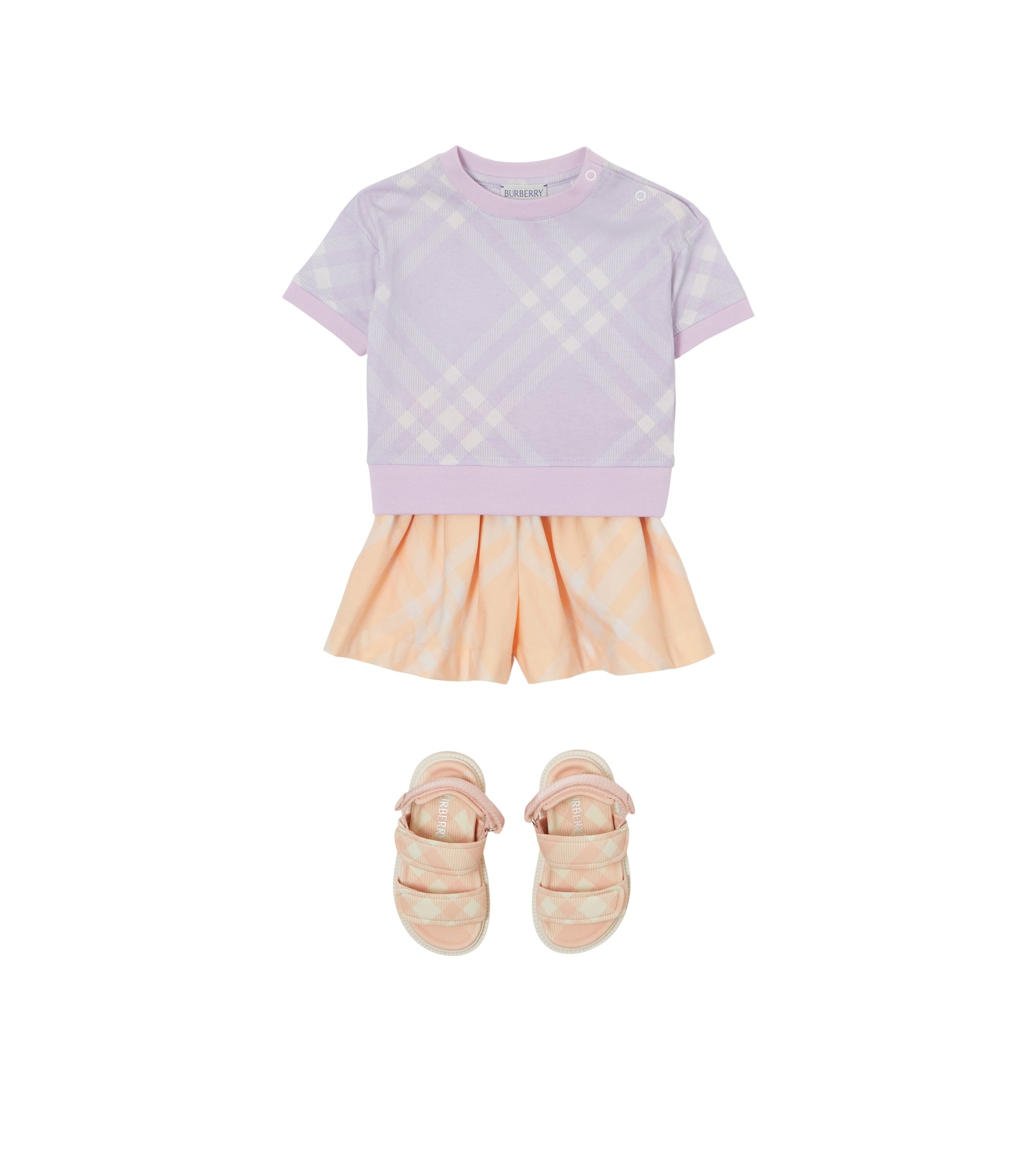T-shirt en coton à motif check - Pastel Lilac Check