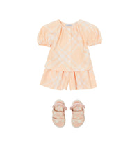 Short en coton à motif check - Pastel Peach Check