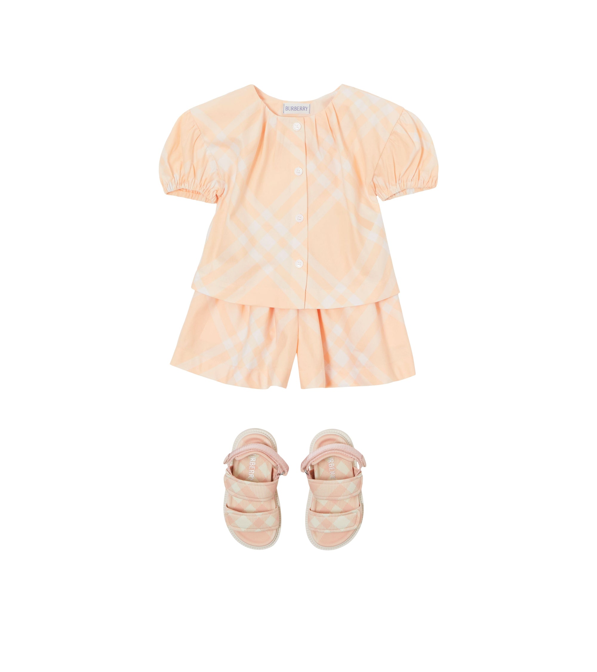 Short en coton à motif check - Pastel Peach Check