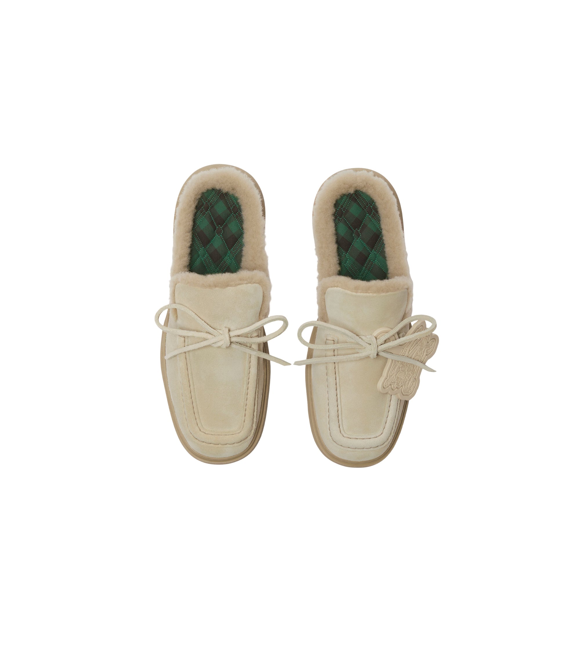 Mules Stony en cuir velours et shearling - Clay