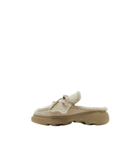 Mules Stony en cuir velours et shearling - Clay
