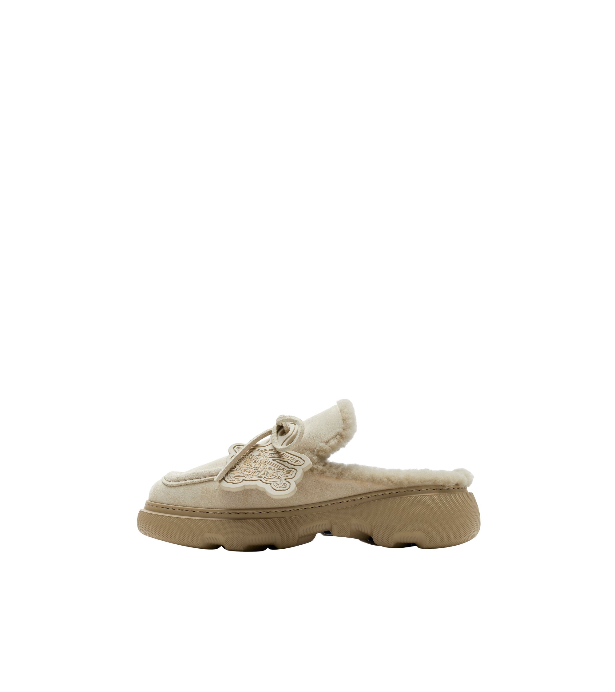 Mules Stony en cuir velours et shearling - Clay