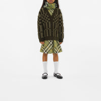 Cardigan en laine et cachemire à motif check - Dark Khaki Green Check