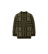 Cardigan en laine et cachemire à motif check - Dark Khaki Green Check
