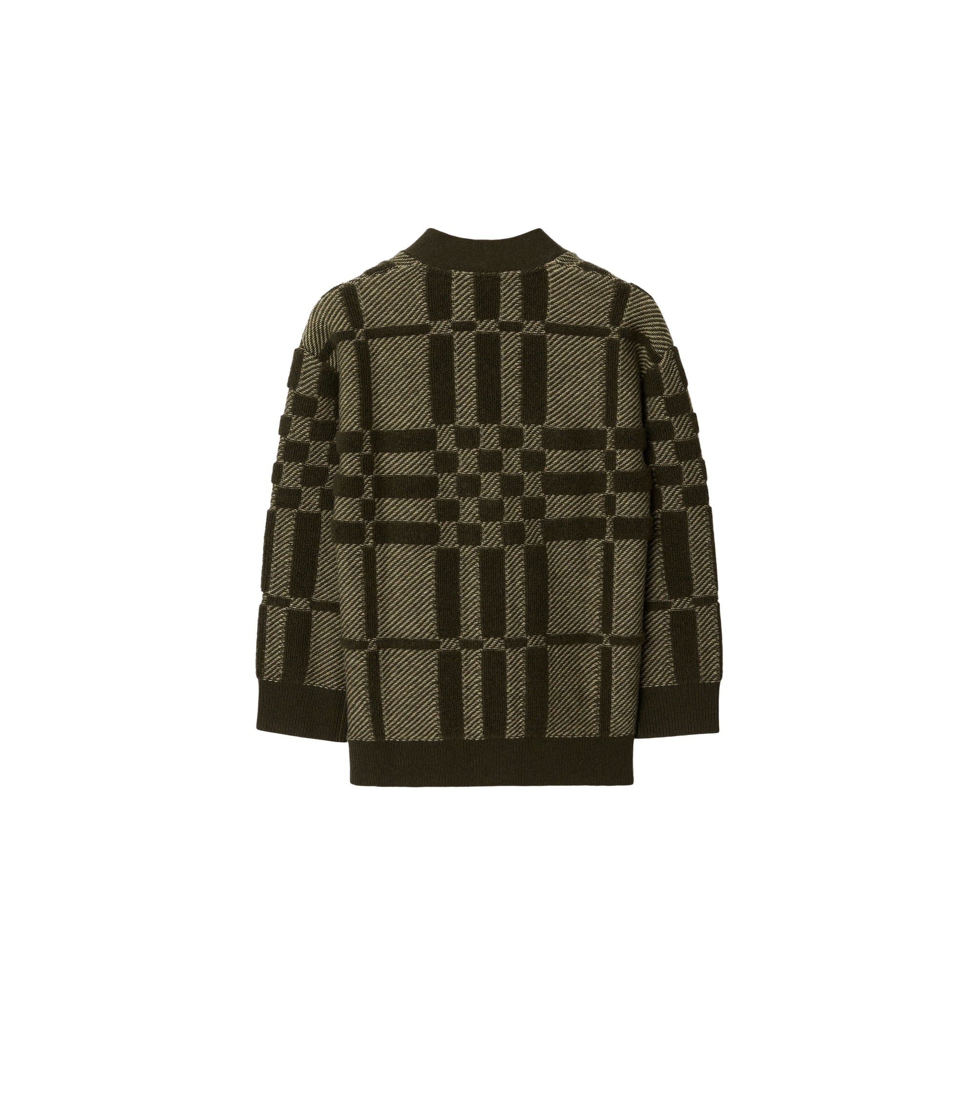 Cardigan en laine et cachemire à motif check - Dark Khaki Green Check
