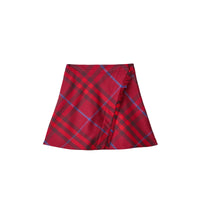 Jupe en laine à motif check - Crimson Check