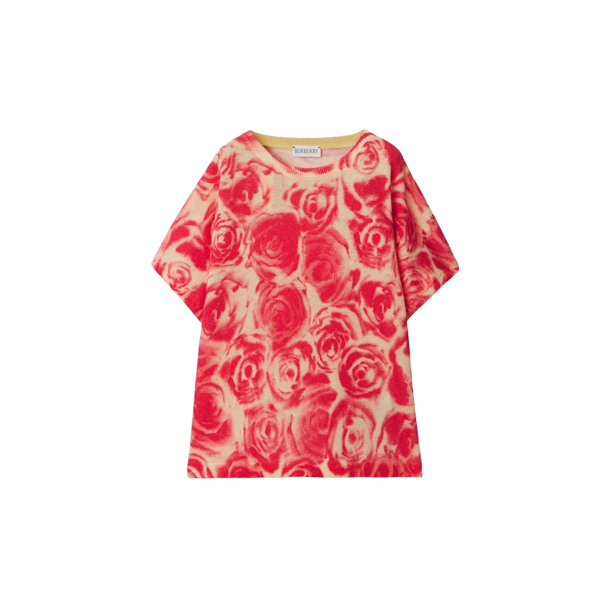 T-shirt en lin et coton à imprimé roses - Pillar Pattern