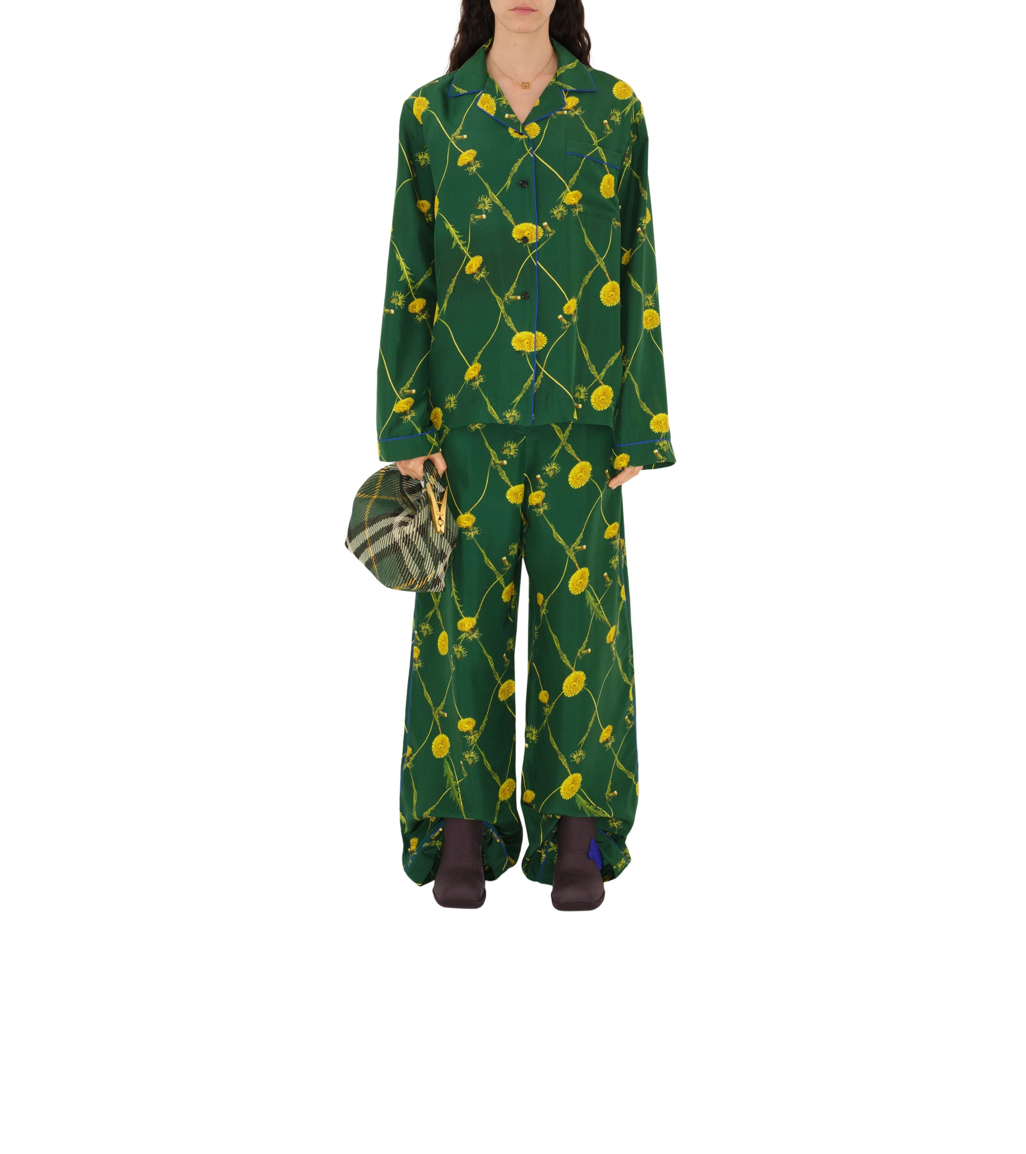 Pantalon pyjama en soie à imprimé pissenlits - Ivy