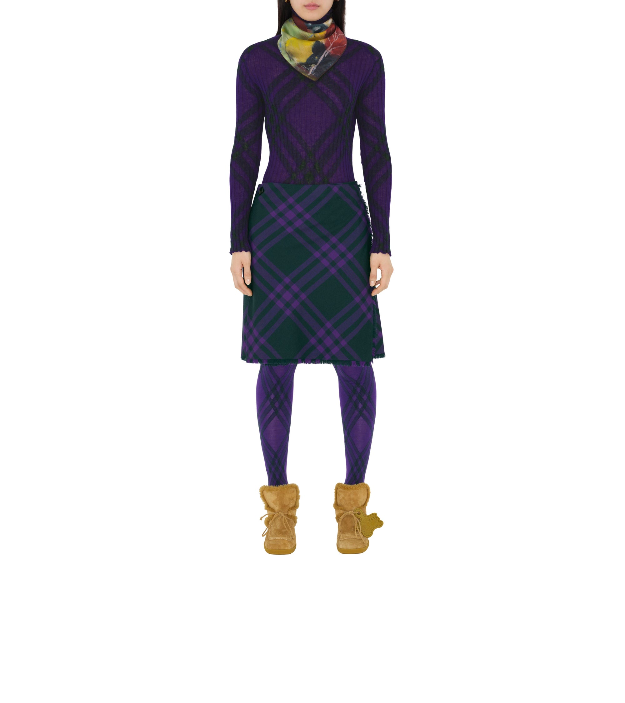 Foulard Highgrove Winter en soie - Multicolor