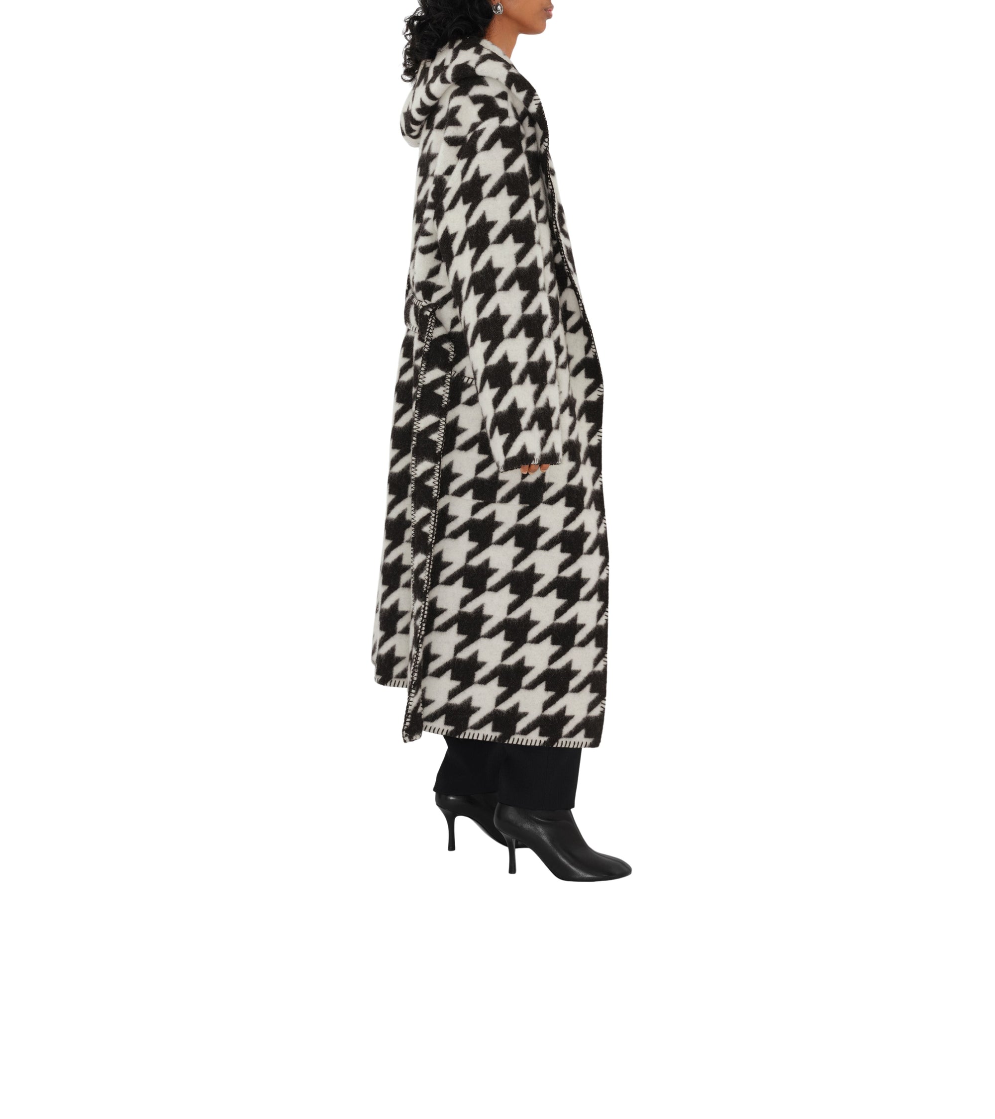 Robe de chambre en laine pied-de-poule - Monochrome