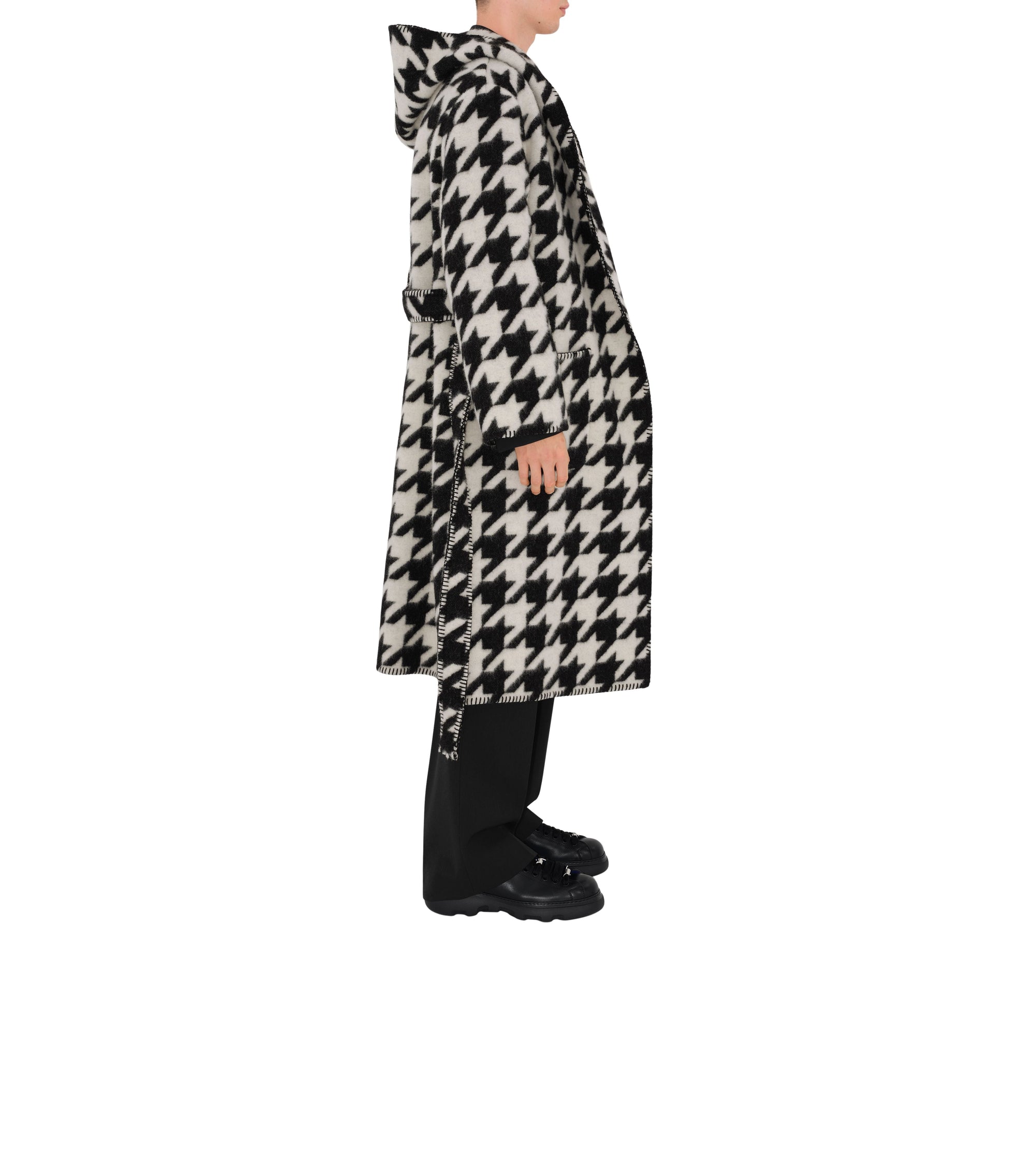 Robe de chambre en laine pied-de-poule - Monochrome