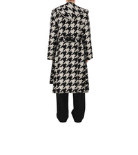 Robe de chambre en laine pied-de-poule - Monochrome