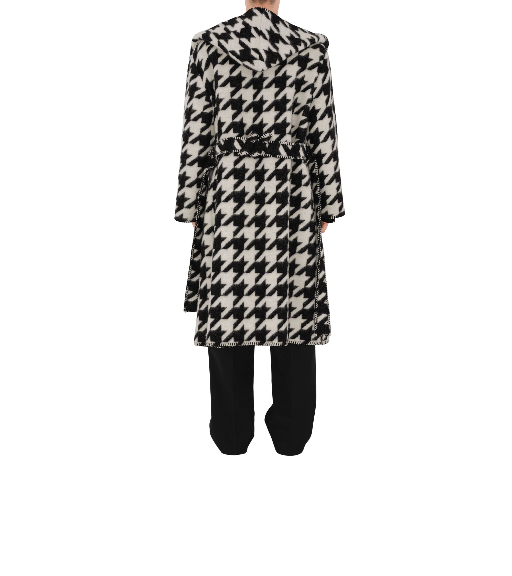 Robe de chambre en laine pied-de-poule - Monochrome