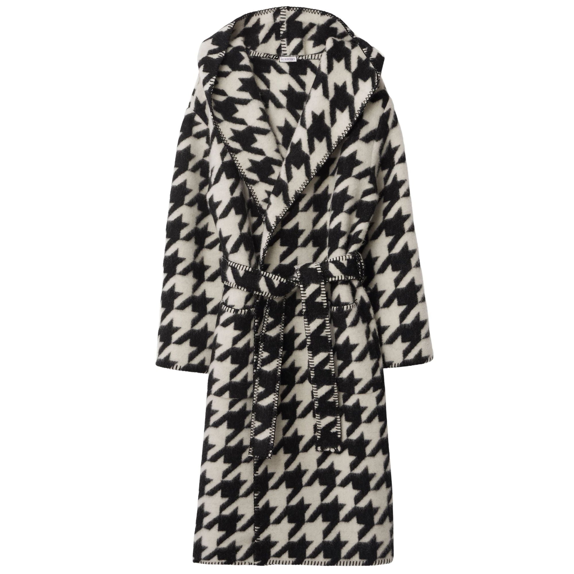 Robe de chambre en laine pied-de-poule - Monochrome