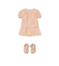 Jupe plissée en coton à motif check - Pastel Peach Check