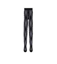 Collants en laine mélangée à motif check - Black & White