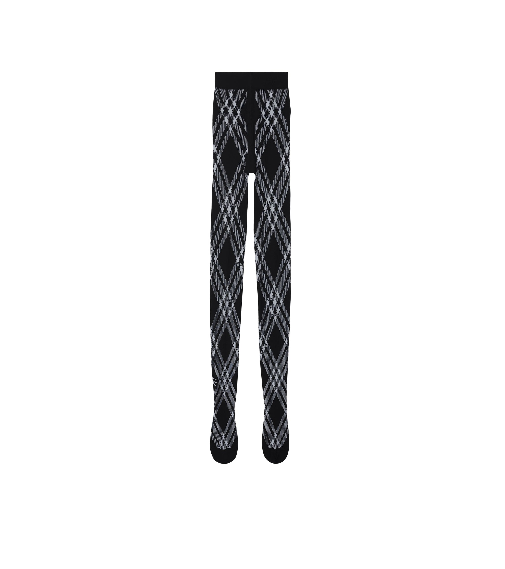 Collants en laine mélangée à motif check - Black & White