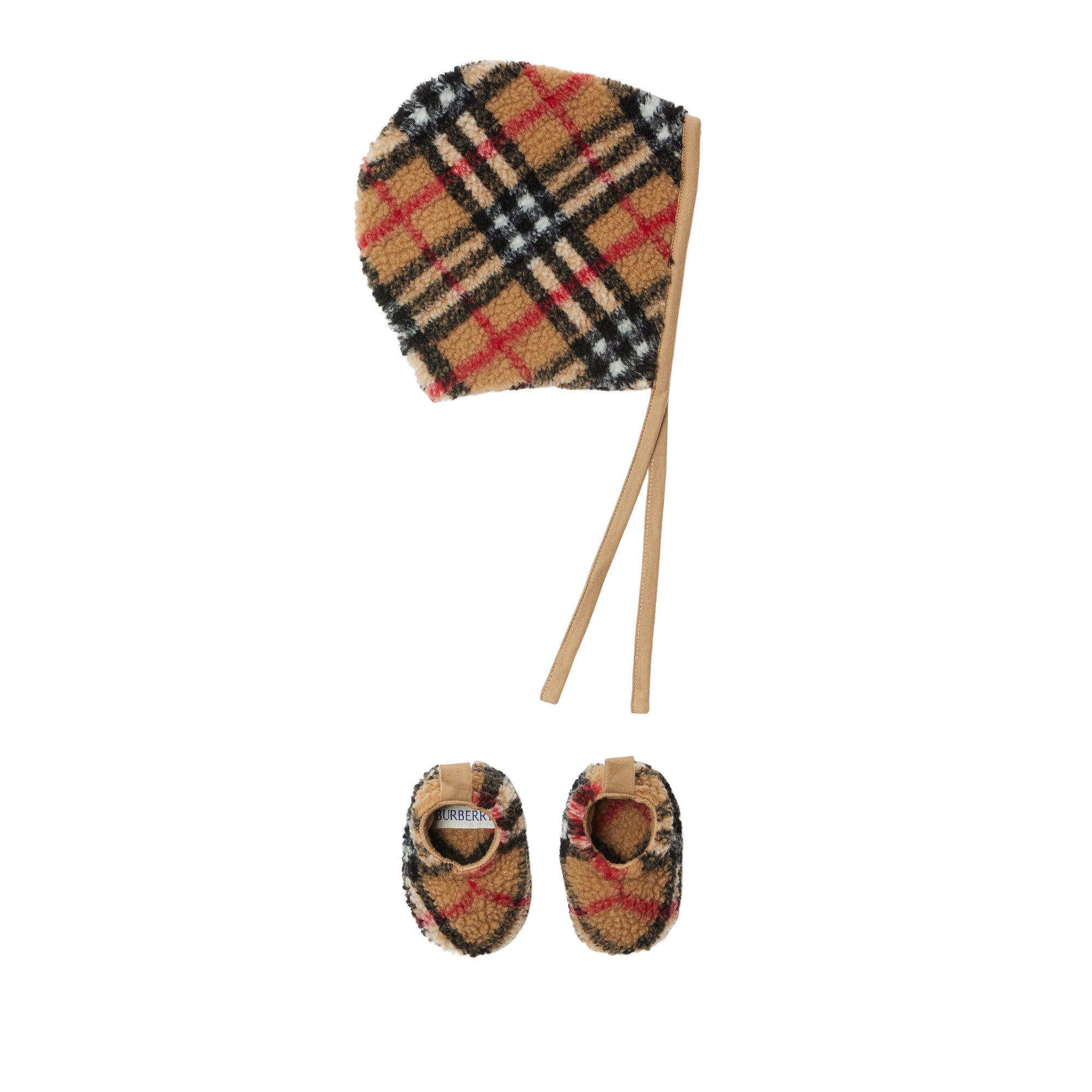 Coffret deux pièces en molleton à motif check - Archive Beige Check