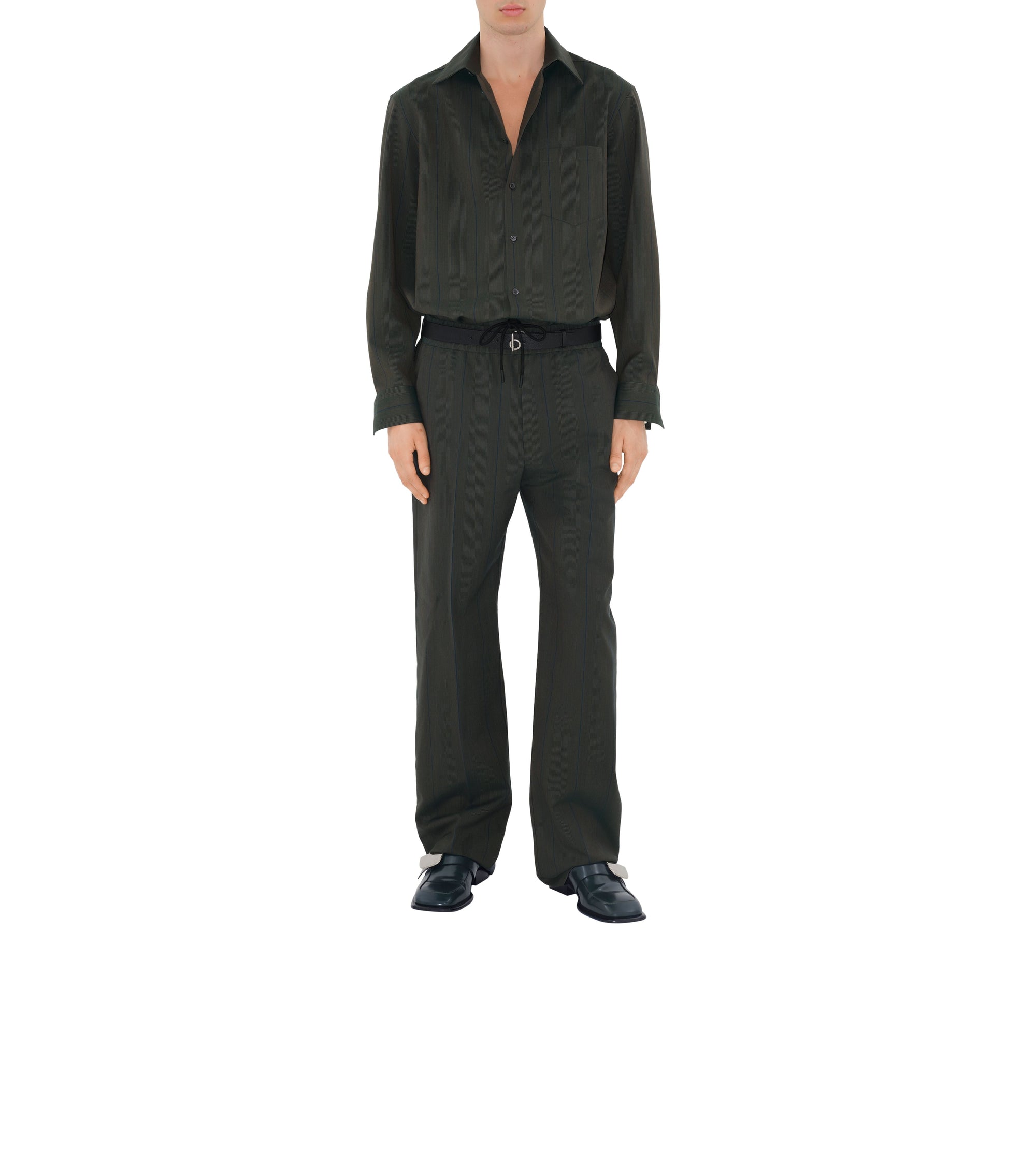 Chemise en laine à rayures - Granite