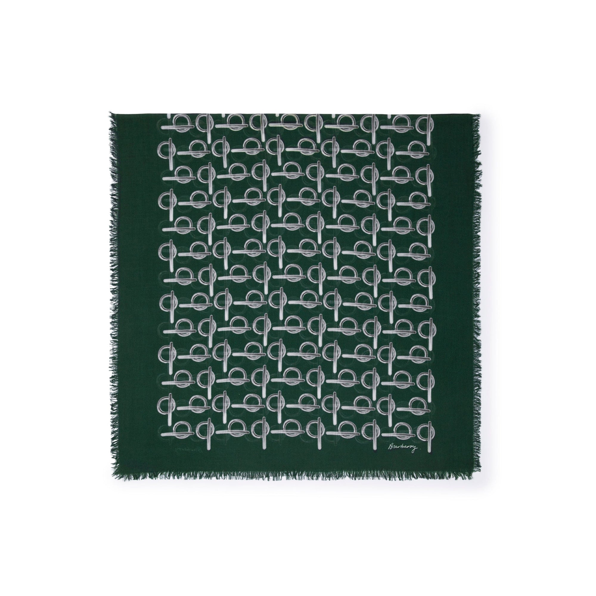 Écharpe en laine à motif b - Dark Forest Green