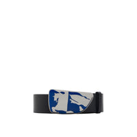 Ceinture fine Shield à motif cavalier en cuir - Slate
