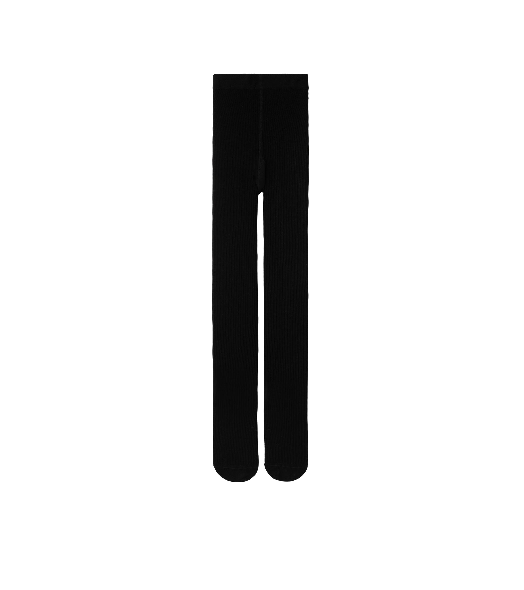 Collants côtelés en laine mélangée - Black