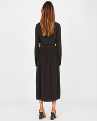 Robe chemise hanches plissées - Ébène