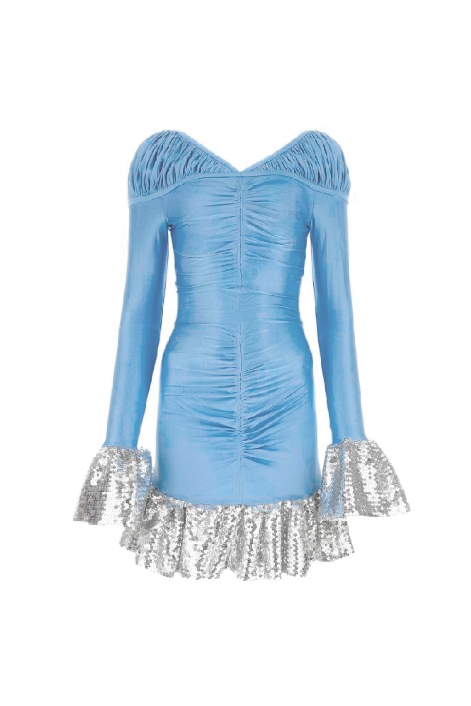 Robe courte à manches frou-frou - Blue