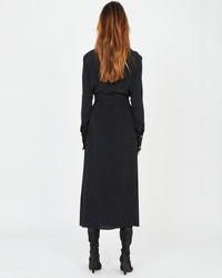 Robe polo longue en crêpe de soie - Noir