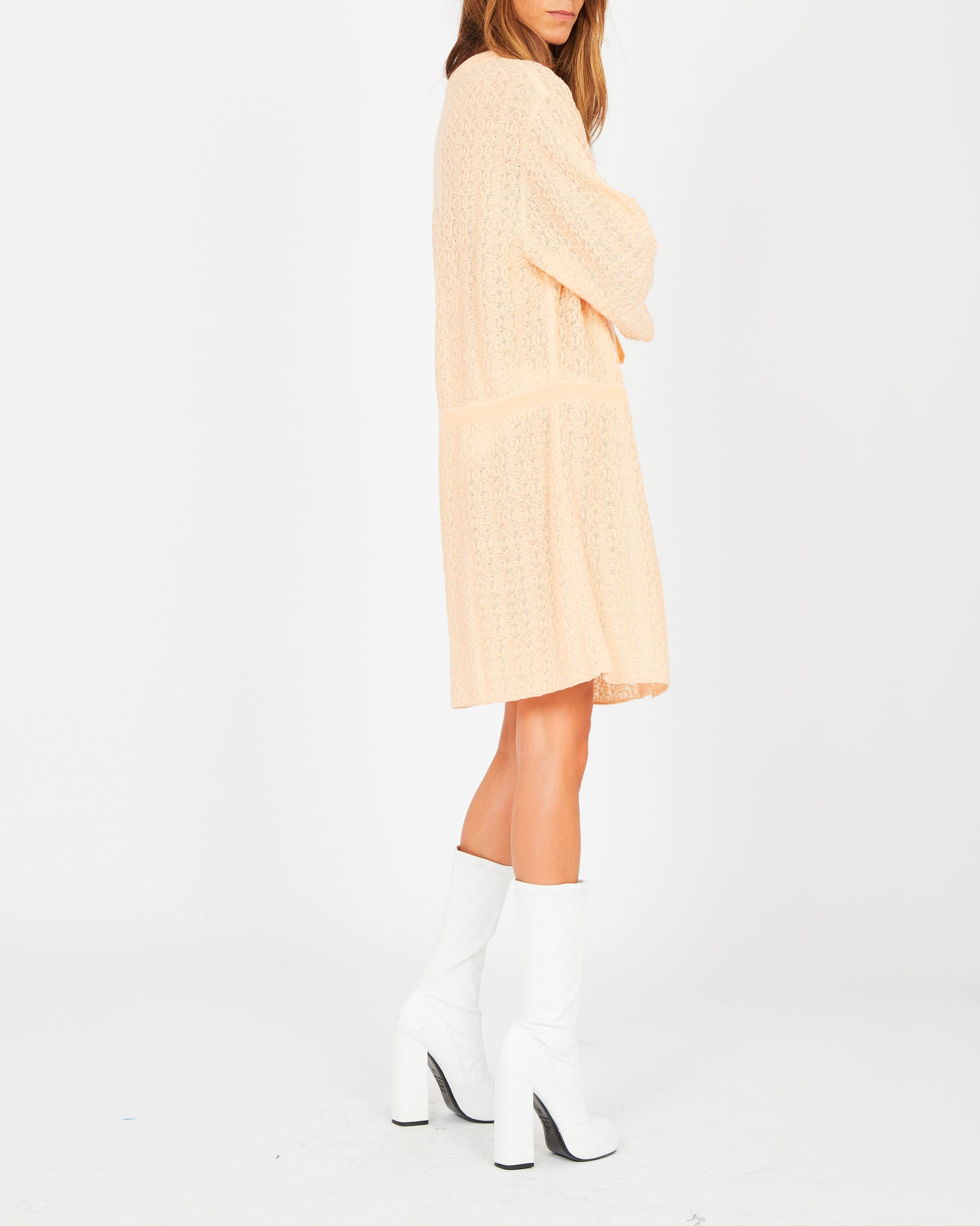 Long cardigan en maille - Rose Clair