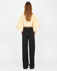 Pantalon élastique en crêpe de soie - Noir