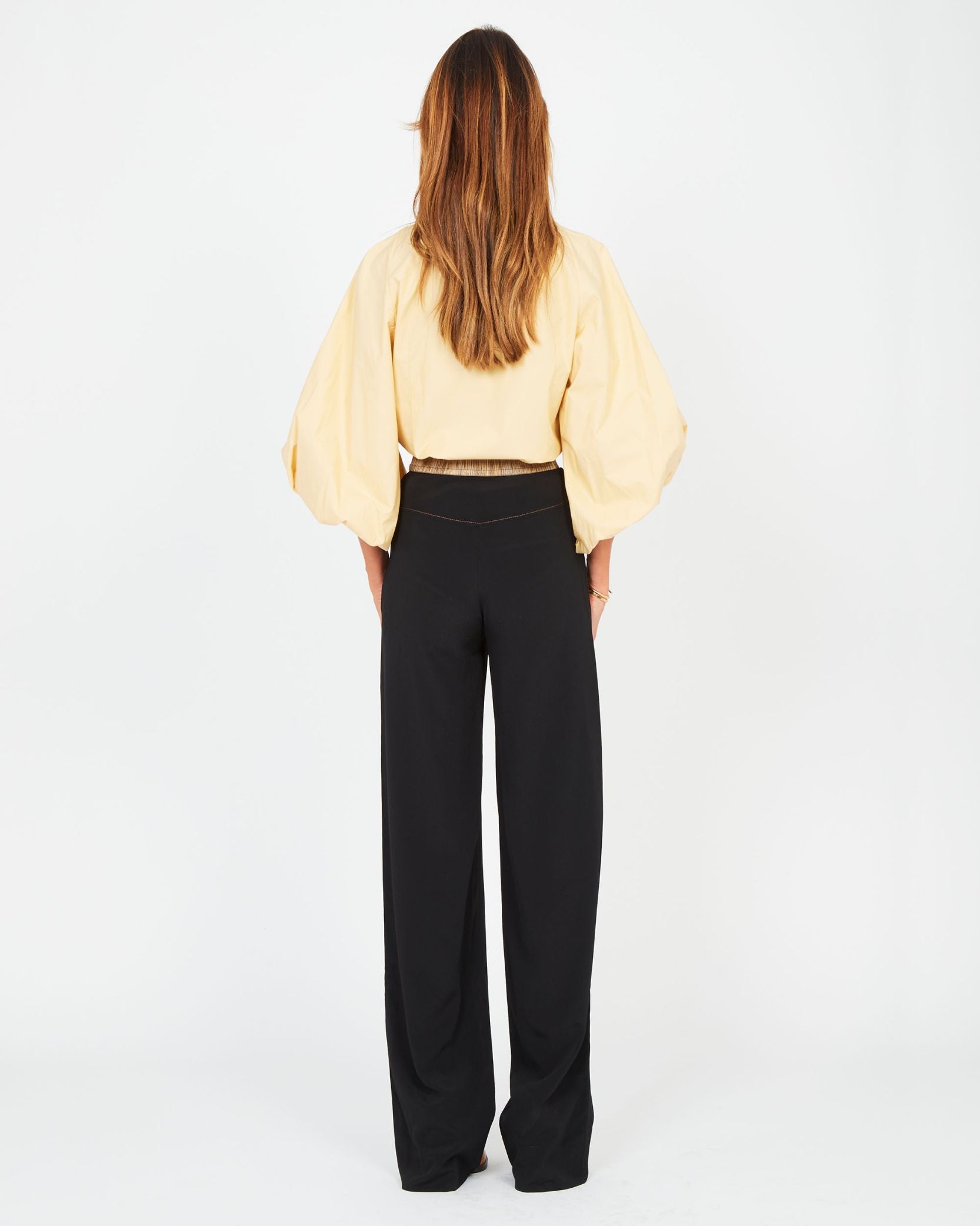 Pantalon élastique en crêpe de soie - Noir