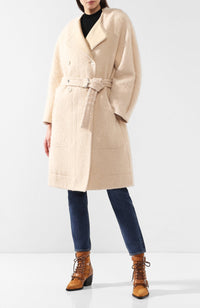 Manteau à double boutonnage et ceinturé - Angora Beige
