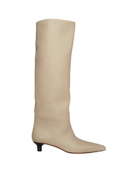 Cuissardes Pippa en cuir - Creme