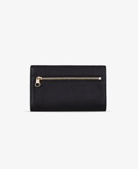 Portefeuille compact Lizzie en cuir de vachette grainé - Noir