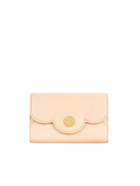 Portefeuille compact Polina en cuir - Nude