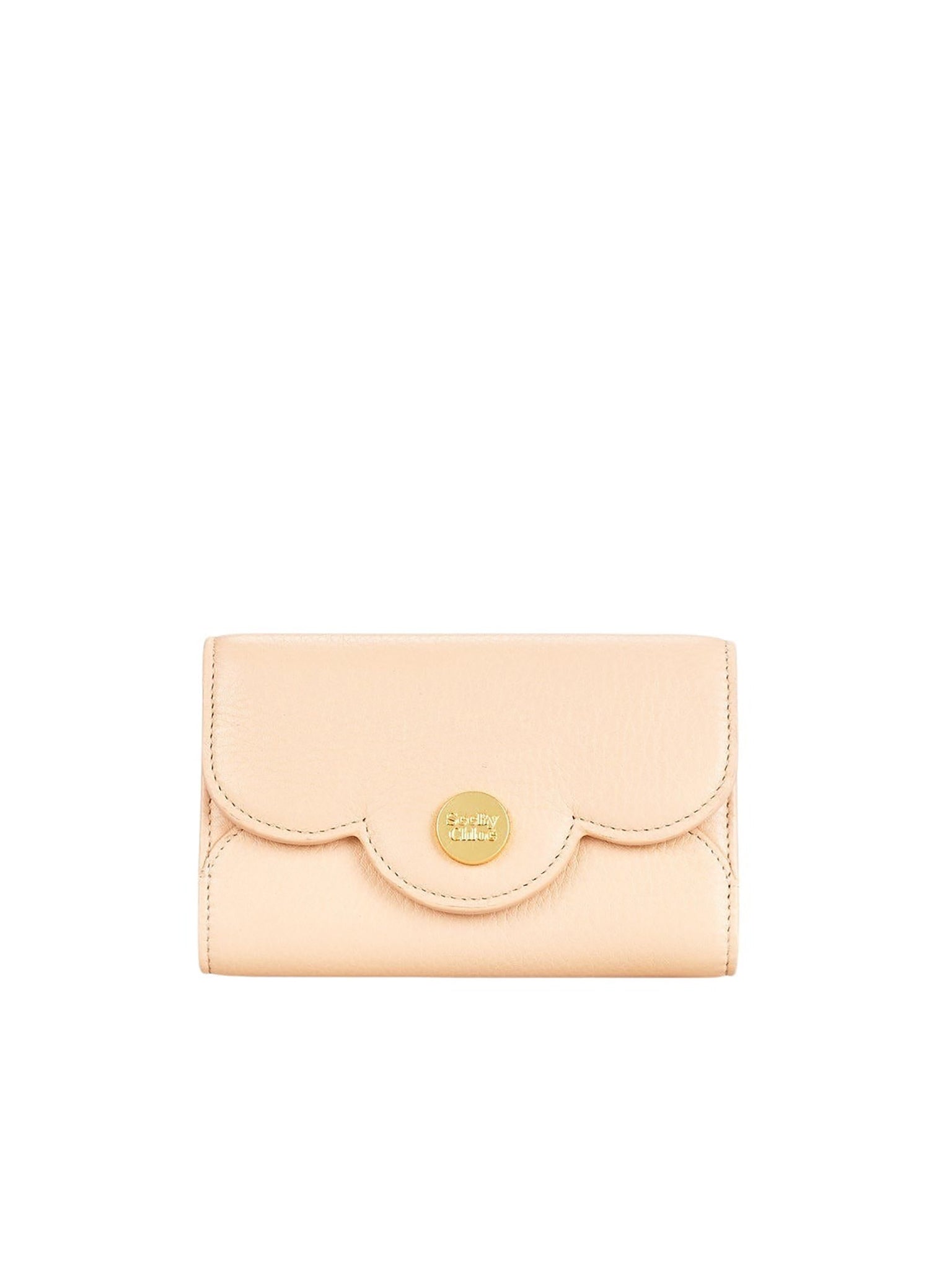 Portefeuille compact Polina en cuir - Nude