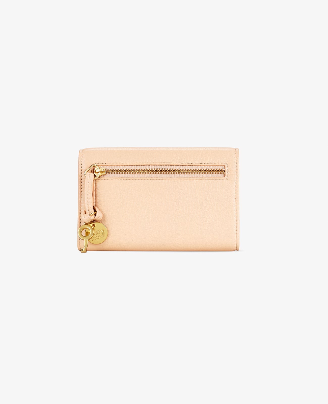 Portefeuille compact Polina en cuir - Nude