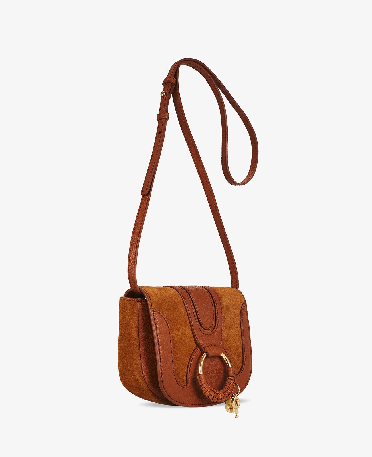 Mini sac Hana en cuir grainé et suédé - Caramello