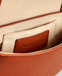 Mini sac Hana en cuir grainé et suédé - Caramello